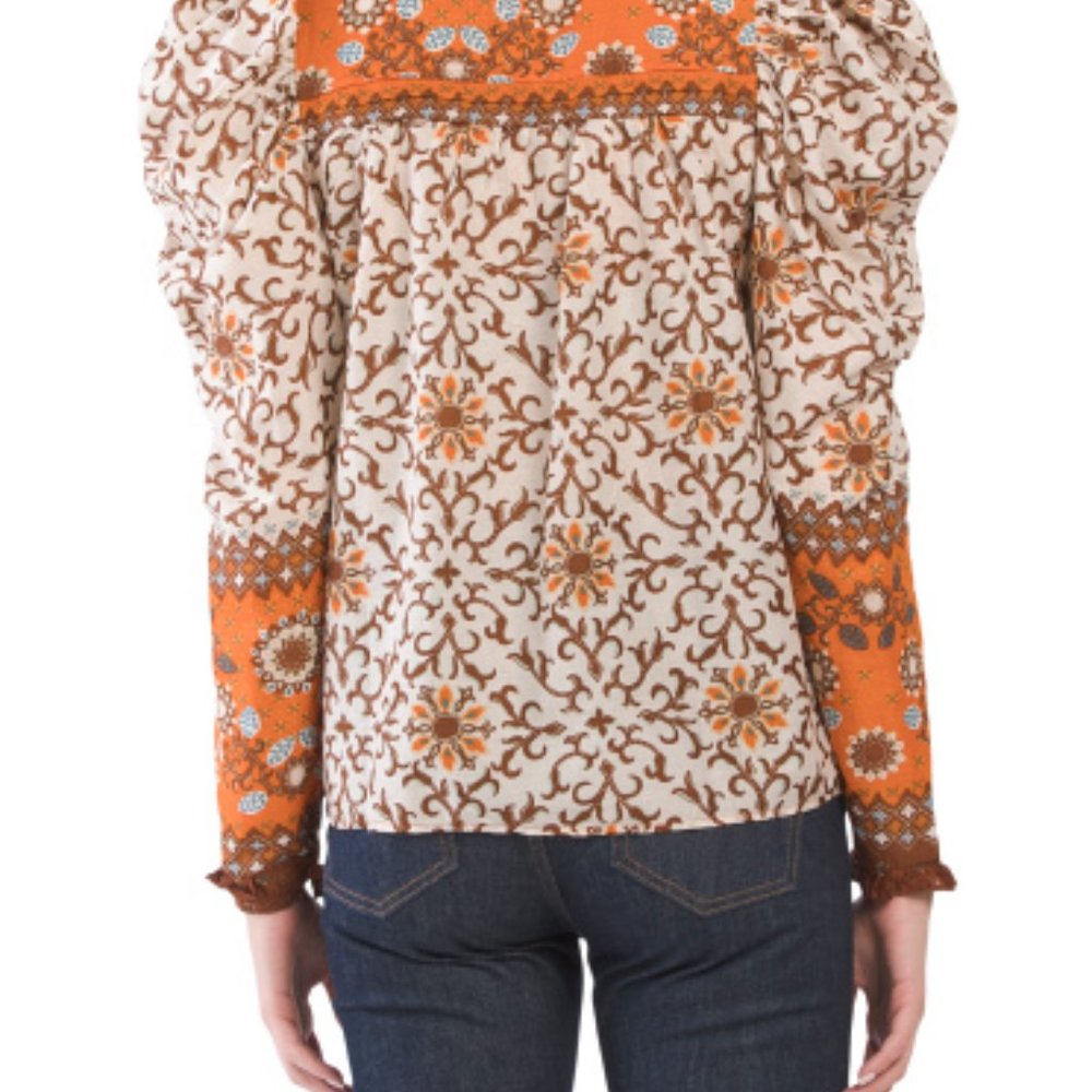 NWT House Of Harlow 1960 Puff Shoulder Floral Print Blouse - Picture 2 of 12